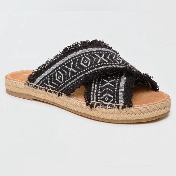 Minnetonka Women's Pepper Slip on Sandals,Black Frayed Crossband,Size 10? - Picture 12 of 13